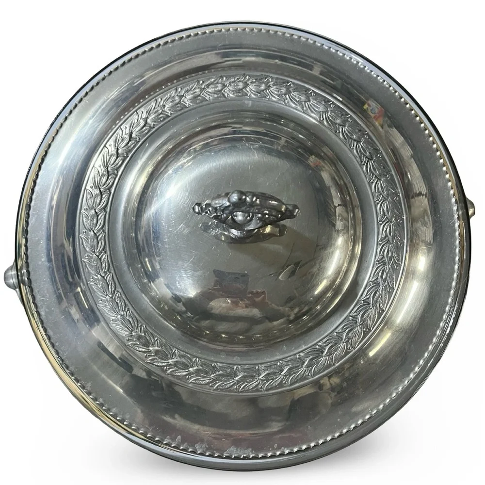 Vintage 1960s Pyrex Aluminum Warming Dish Acanthus Leaf Design
